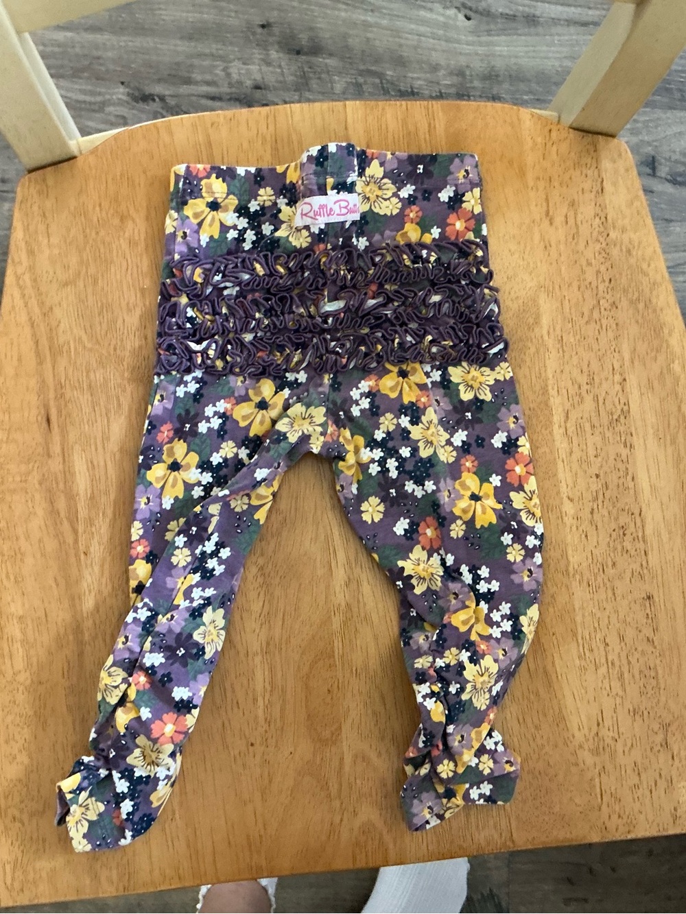 Ruffle Butts Purple Floral Ruffle Leggings with Yellow Flowers